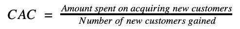 CAC is the amount spent on acquiring new customers divided by the number of new customers gained