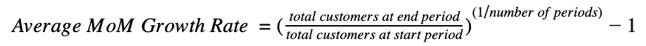 Computing average growth rate requires utilizing an exponential growth model