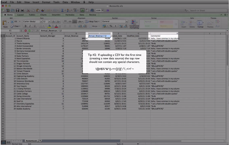 Accounts.xls file on excel - no special characteristics