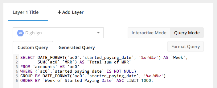 Chartio data pipeline custom query