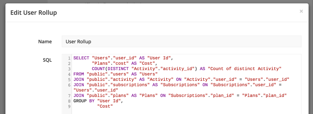 SQL example