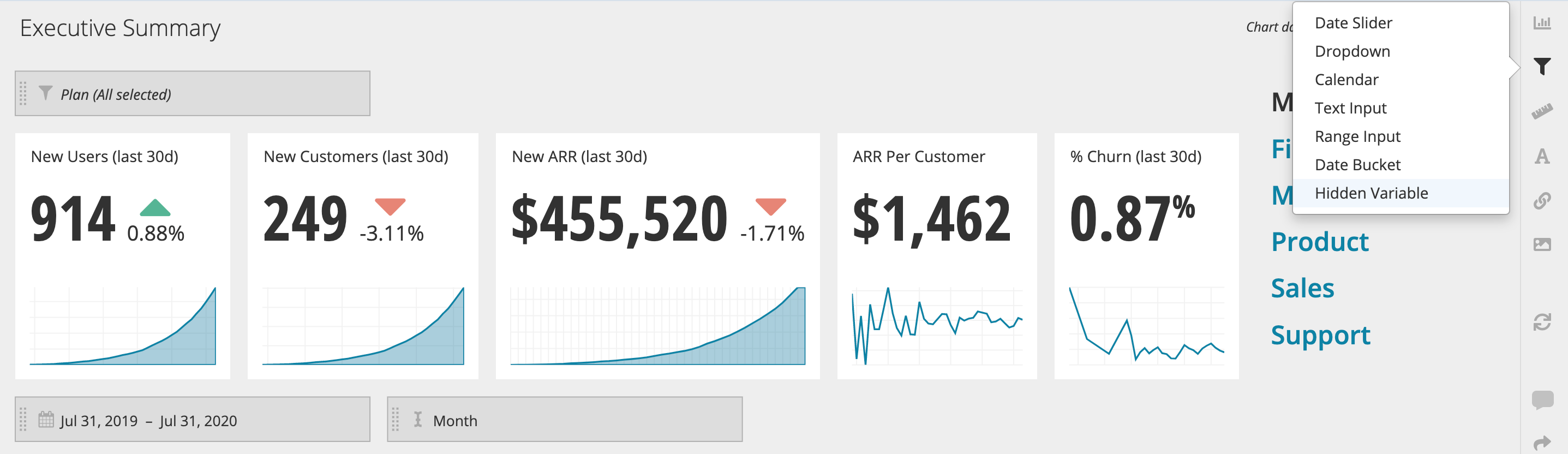 Add a Hidden Variable from Dashboard