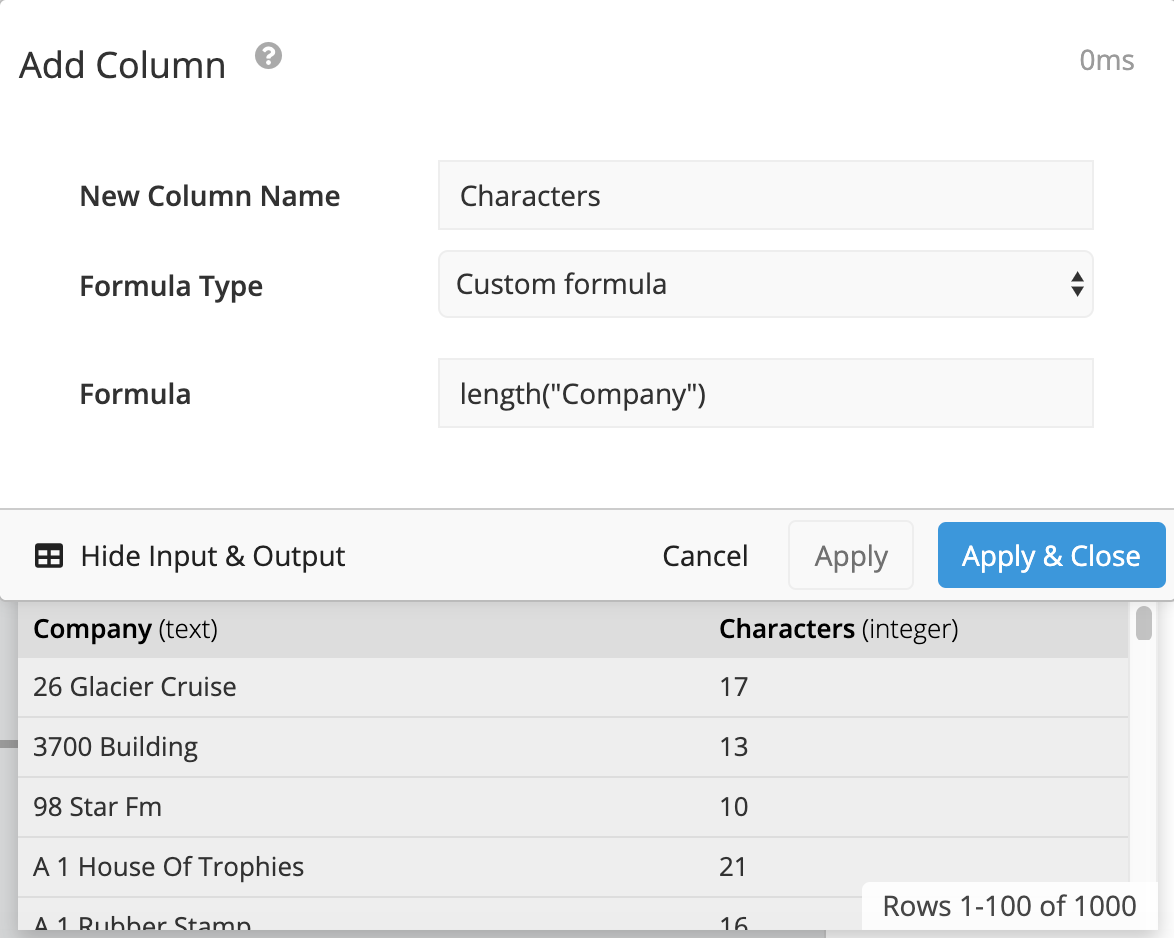 Add Column - length() function