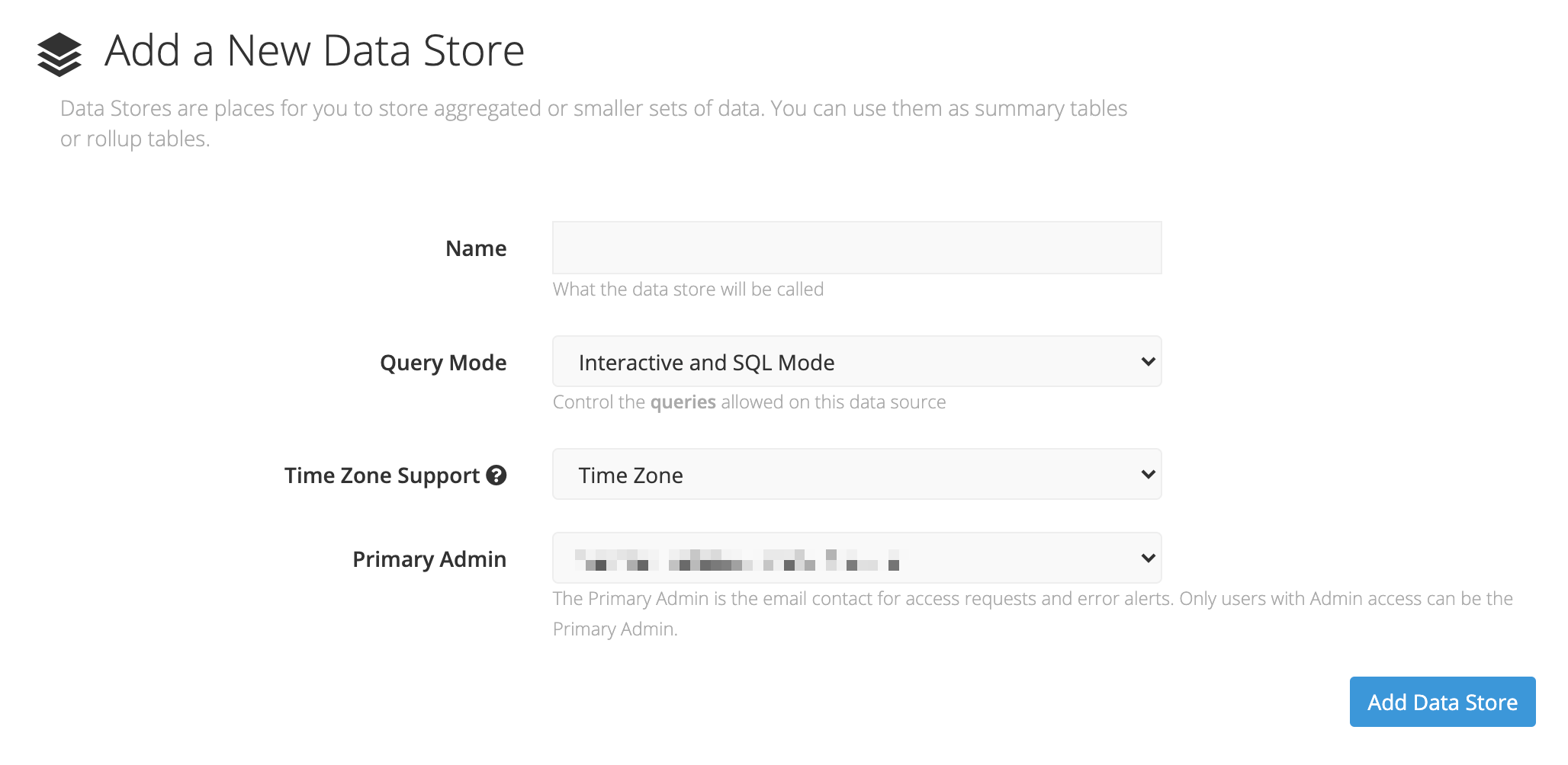 Creating a data store