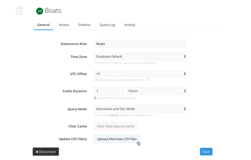 Upload alternate CSV files form the General tab