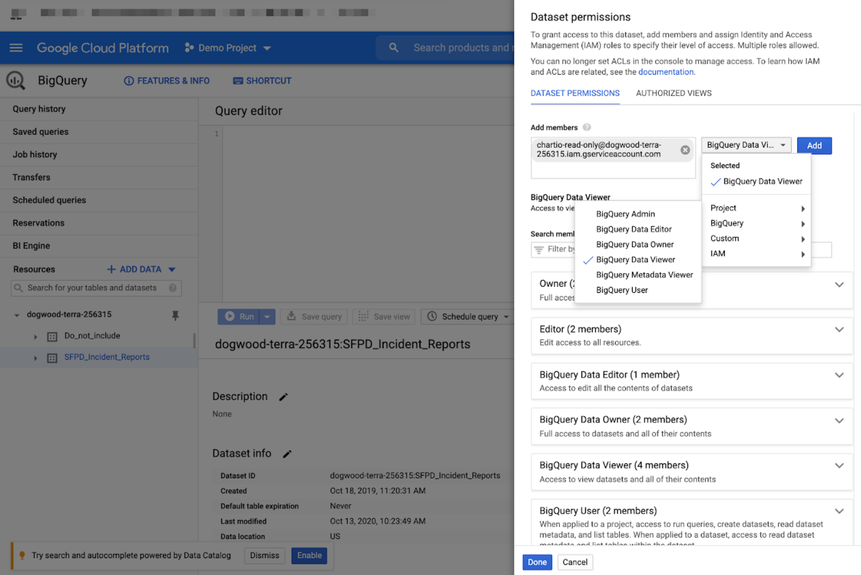 Add BigQuery Data Viewer role