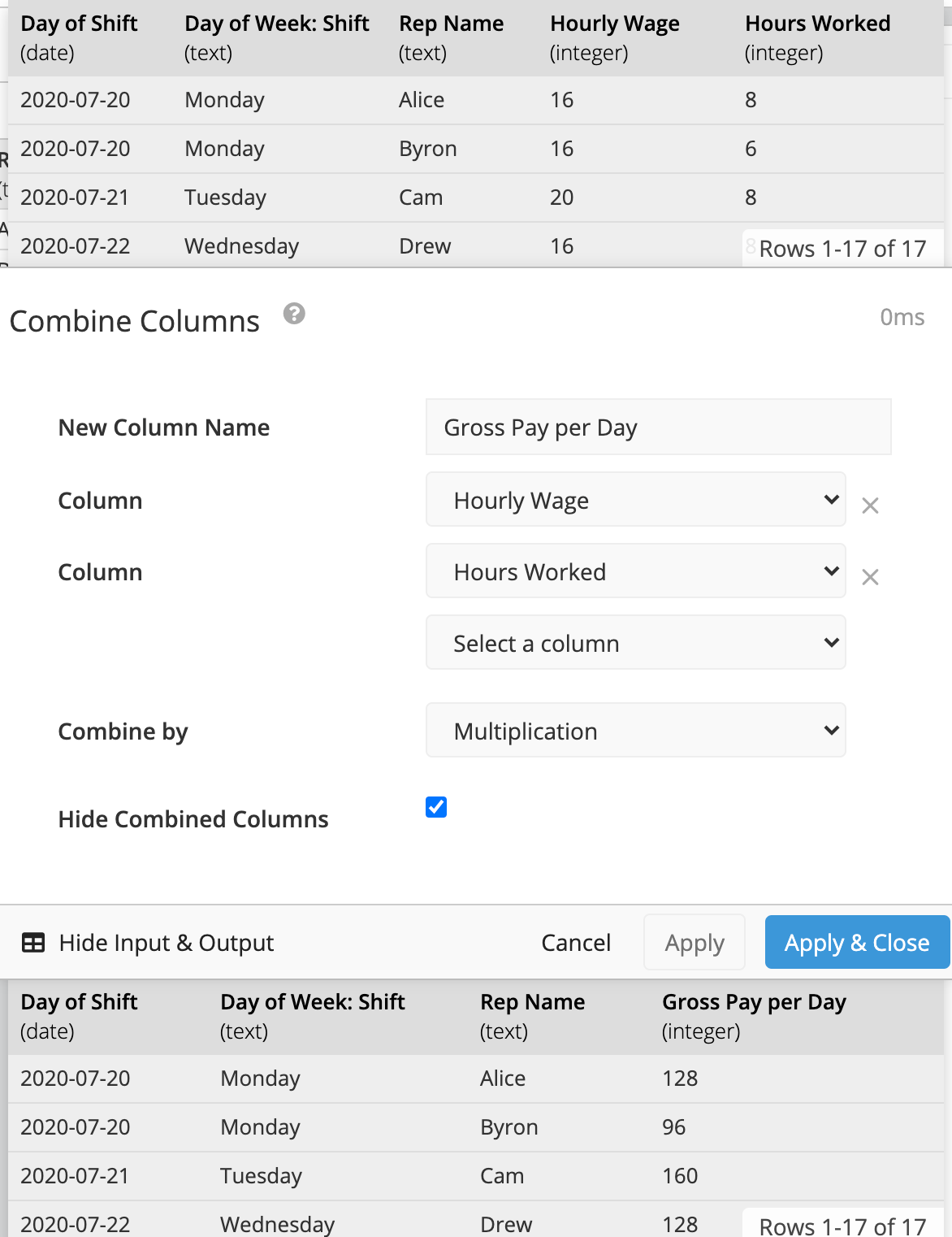 Add Combine Columns step in the Pipeline