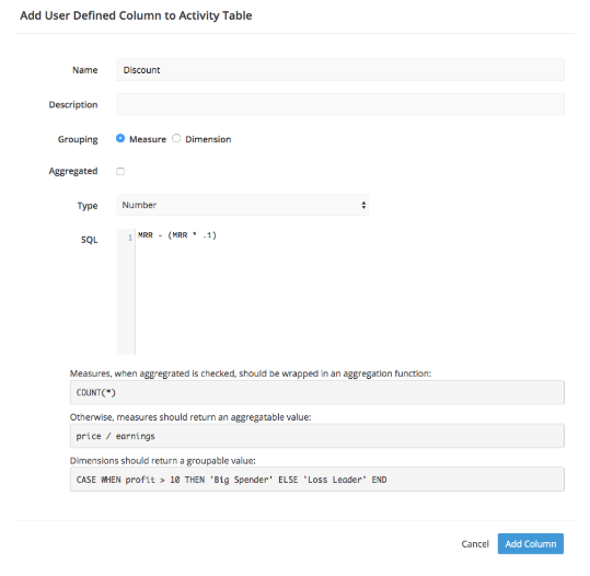 Create your Custom Column usign SQL syntax