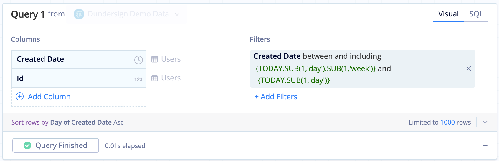 Combine Relative Date functions - Visual SQL