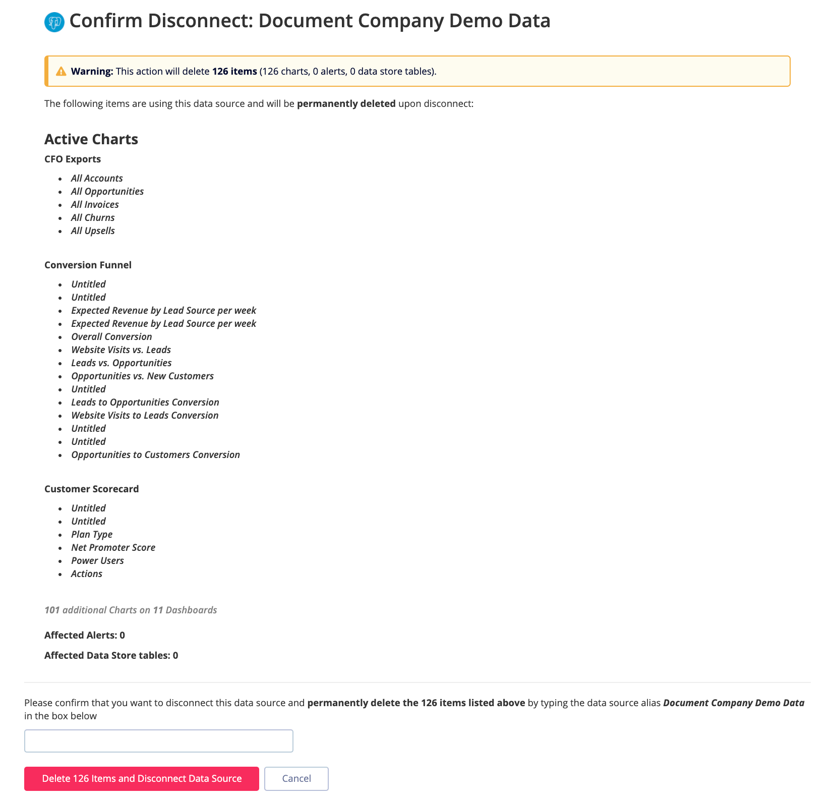 Review and confirm data source disconnection