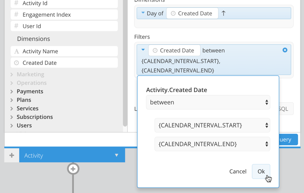 Connect a chart to your calendar variable