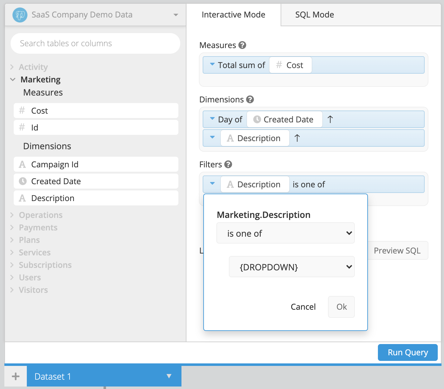 Connect Dropdown to a chart in Data Explorer