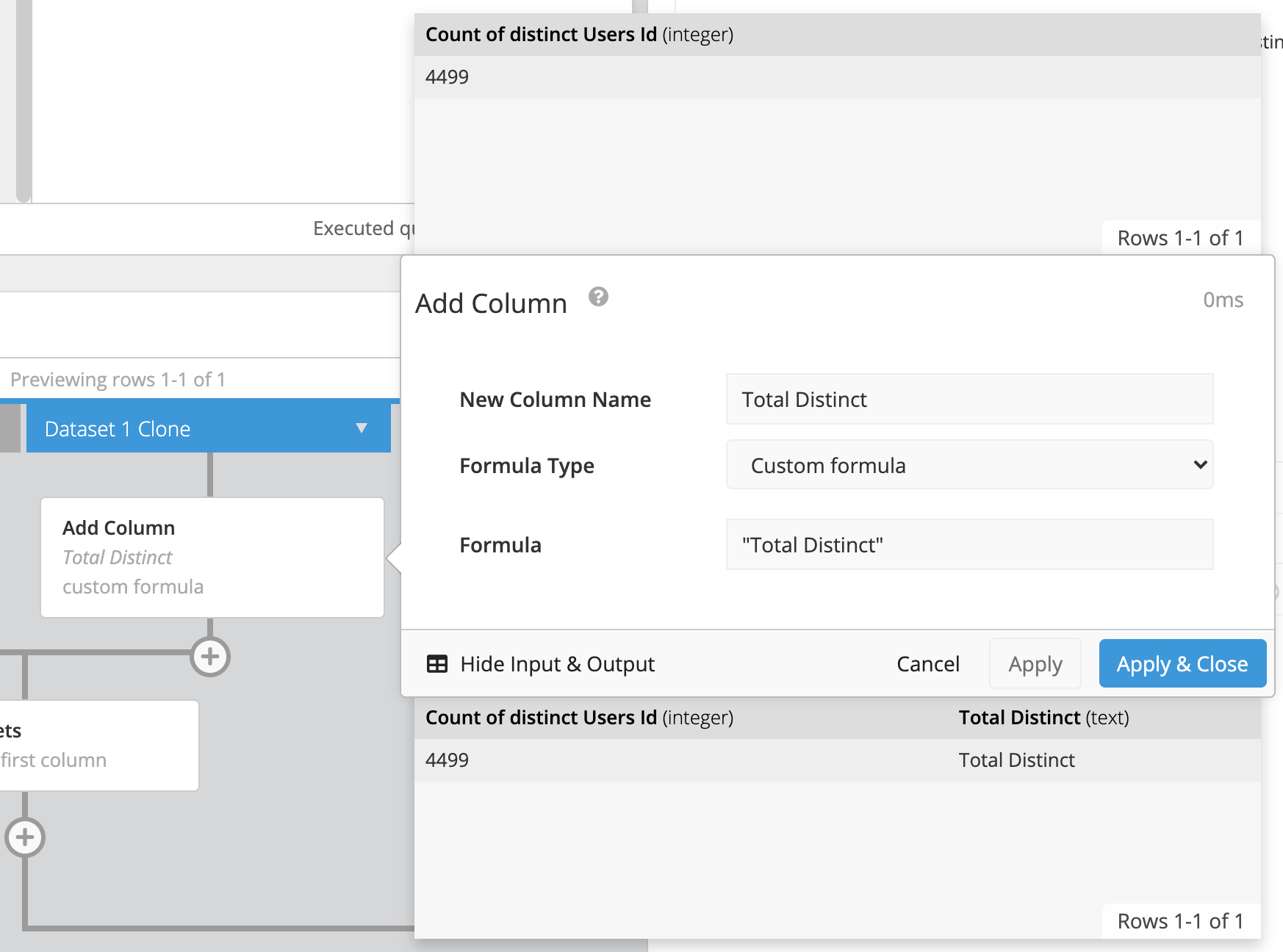 Add Column step to Dataset 1 Clone