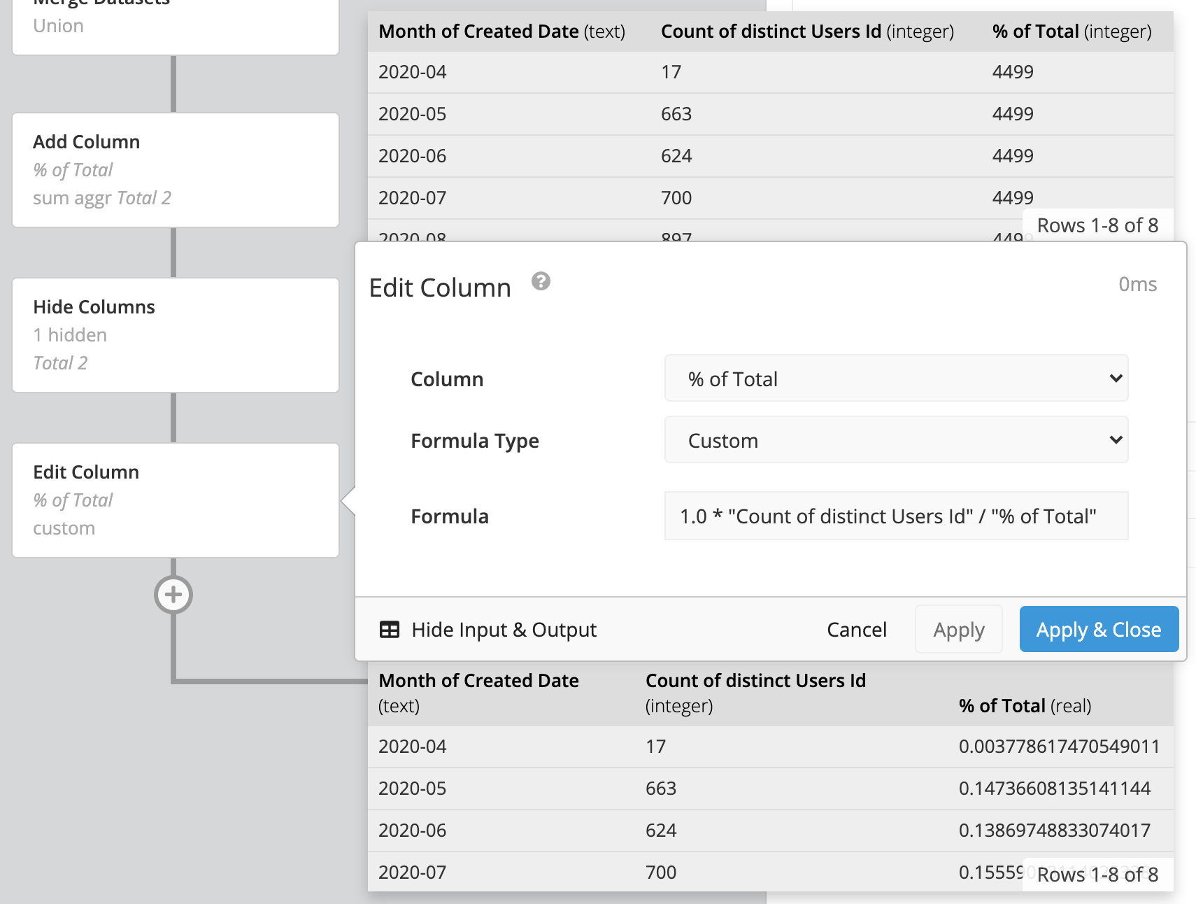 Edit Column step under Merge