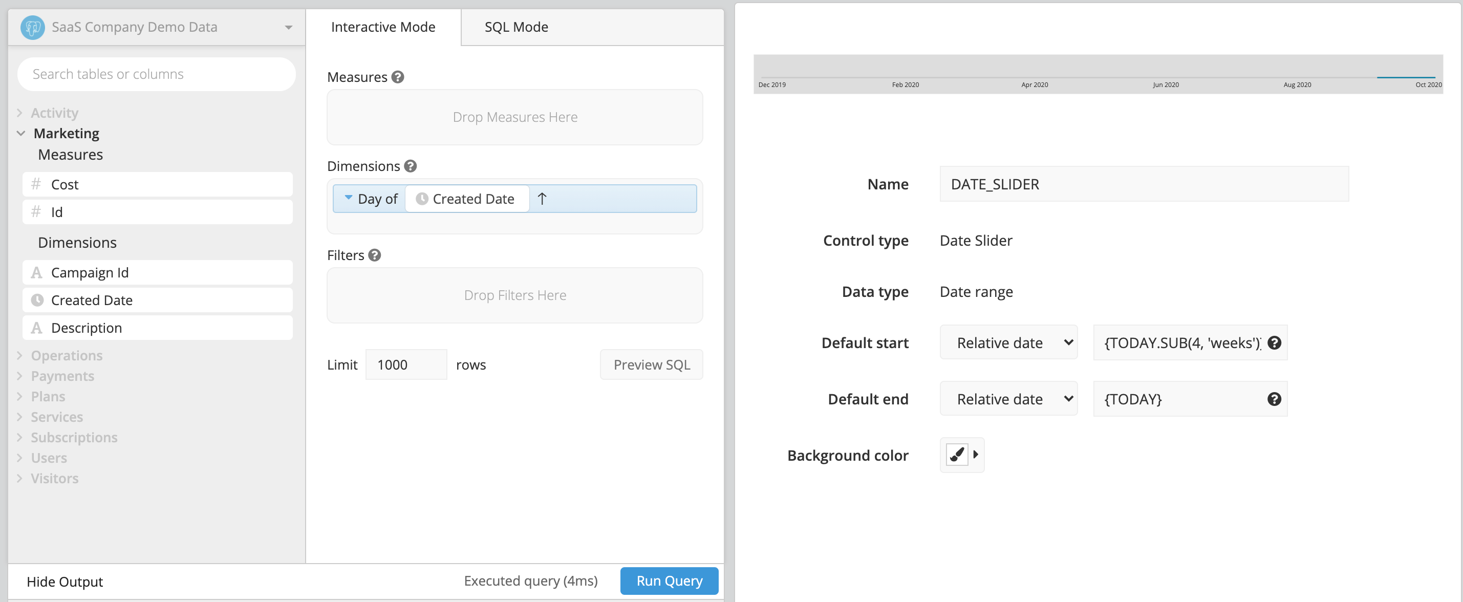 Data Explorer Create Date Slider