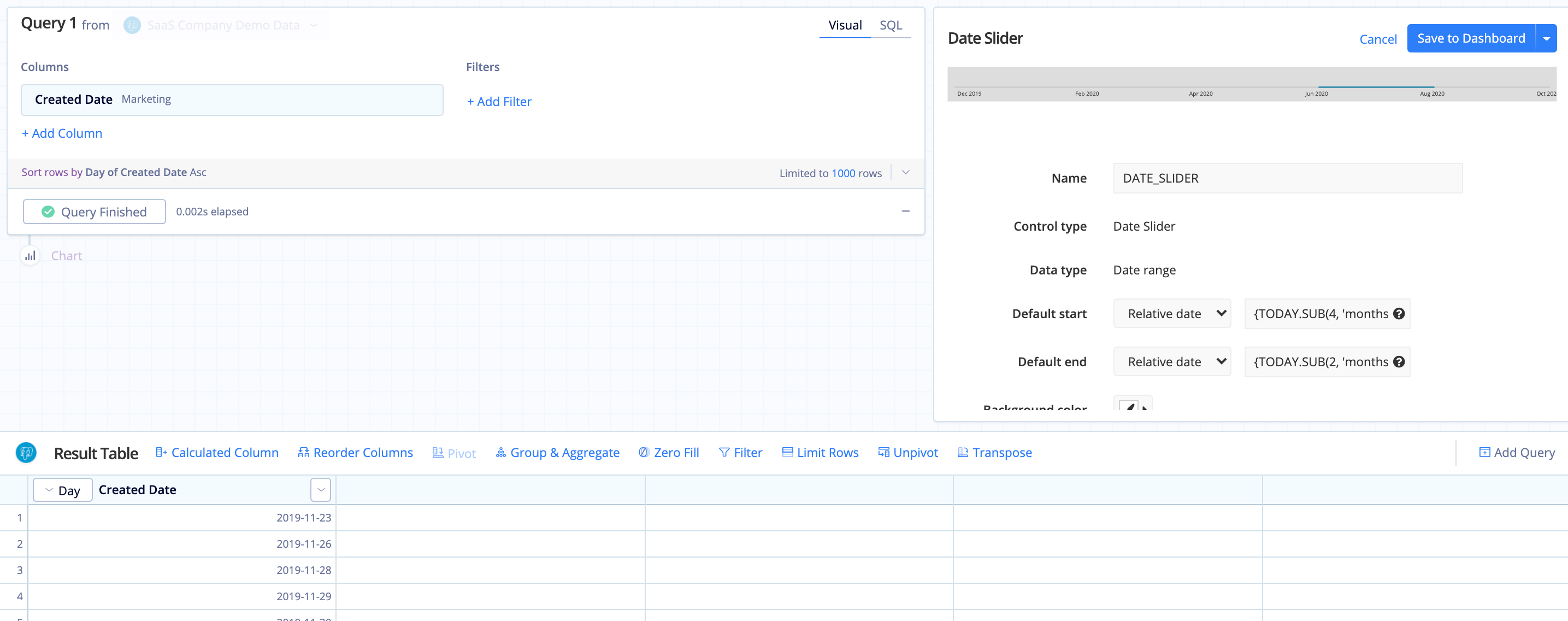 Create a Date Slider to filter using date ranges