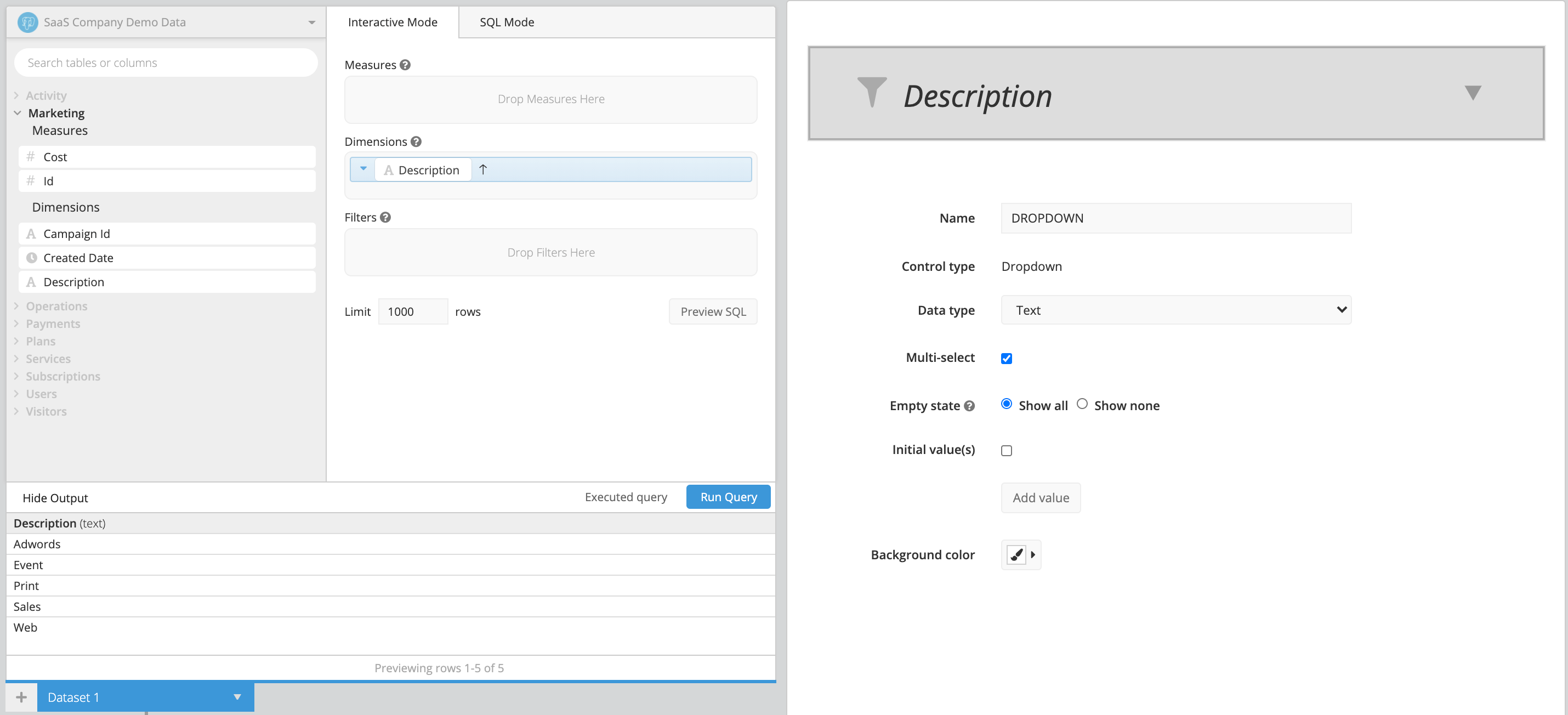 Create a Dropdown in Data Explorer