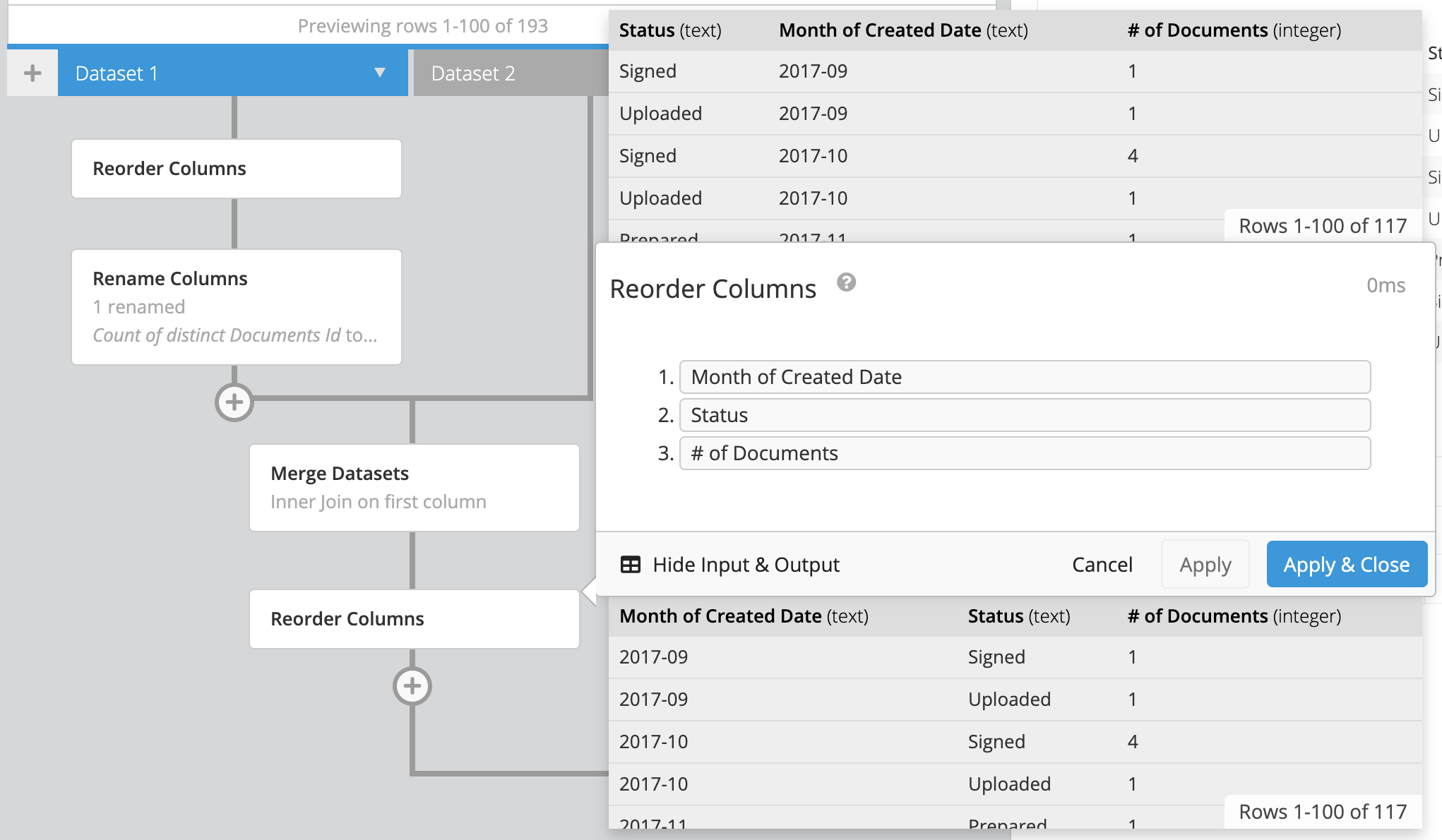 Reorder the filtered column back to its original position