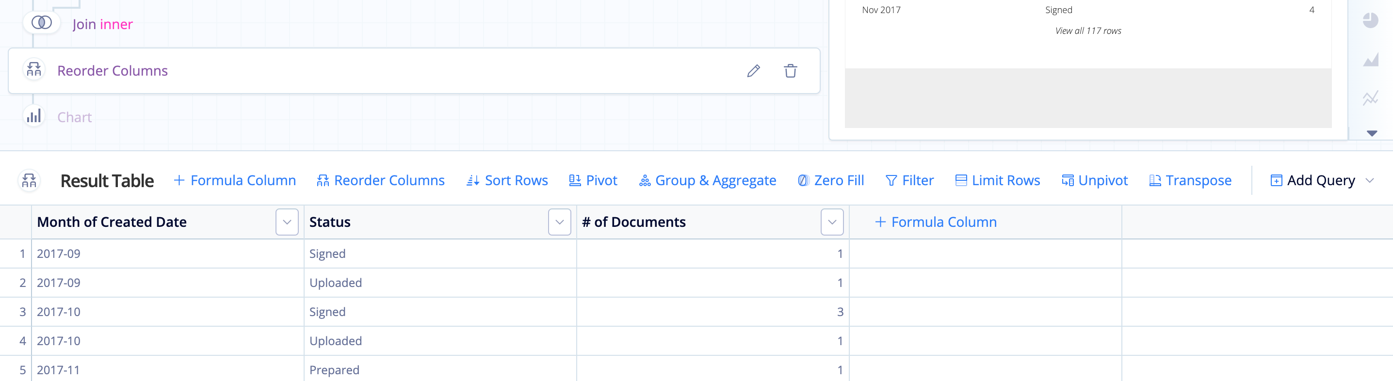 Reorder the filtered column back to its original position