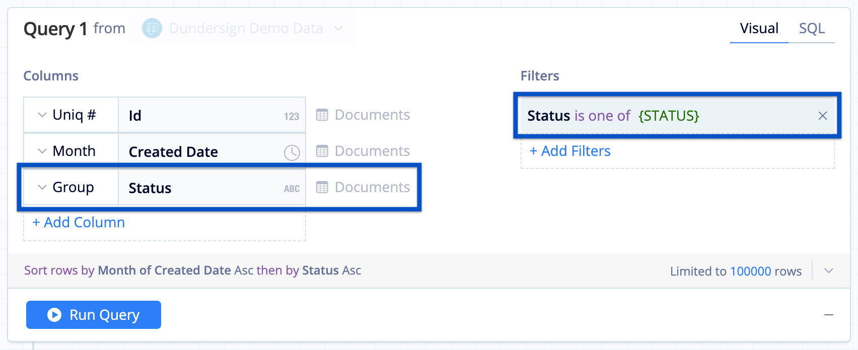 Add the column to be filtered to the Columns section of the Query