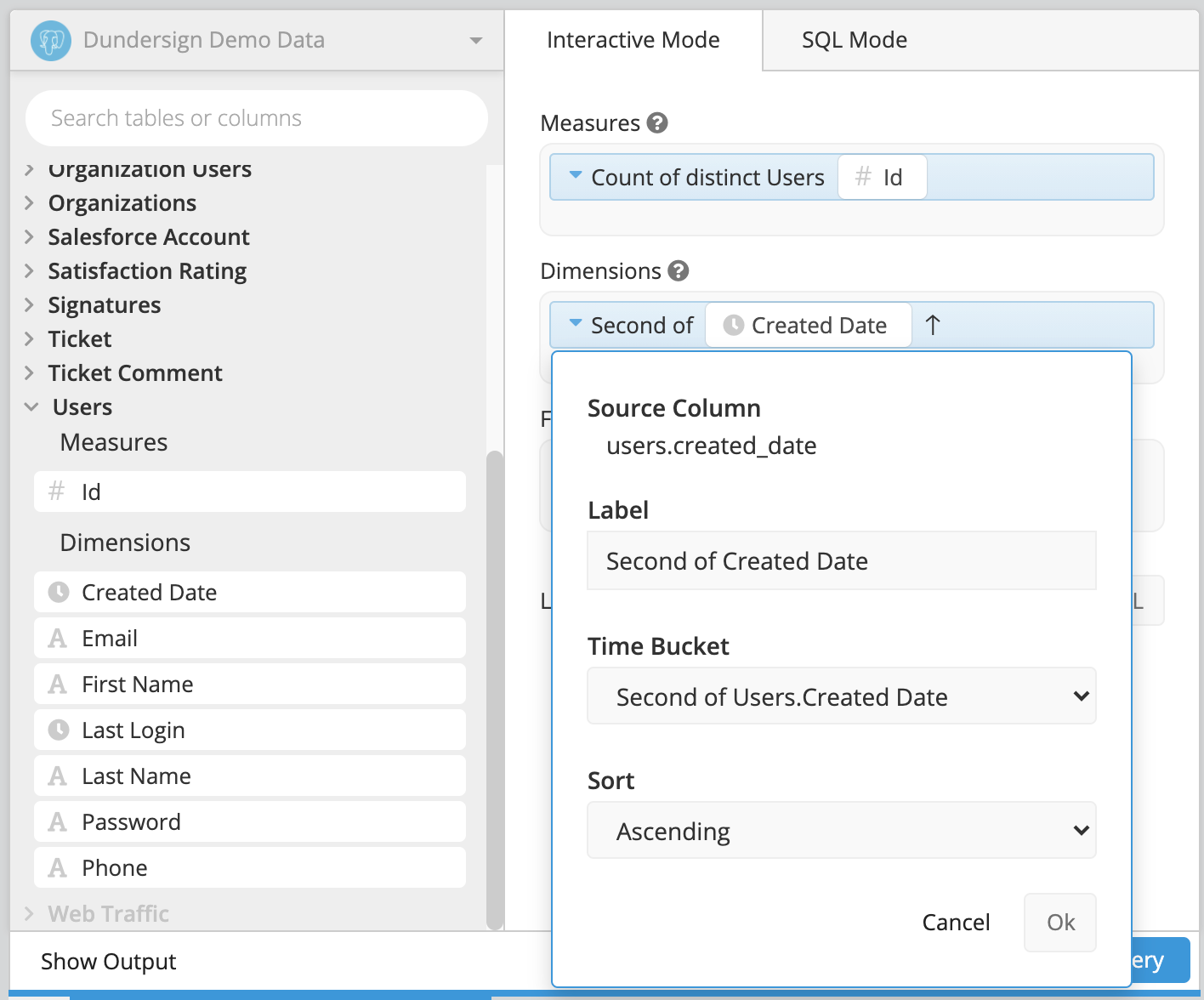 Create a chart and change the date bucket