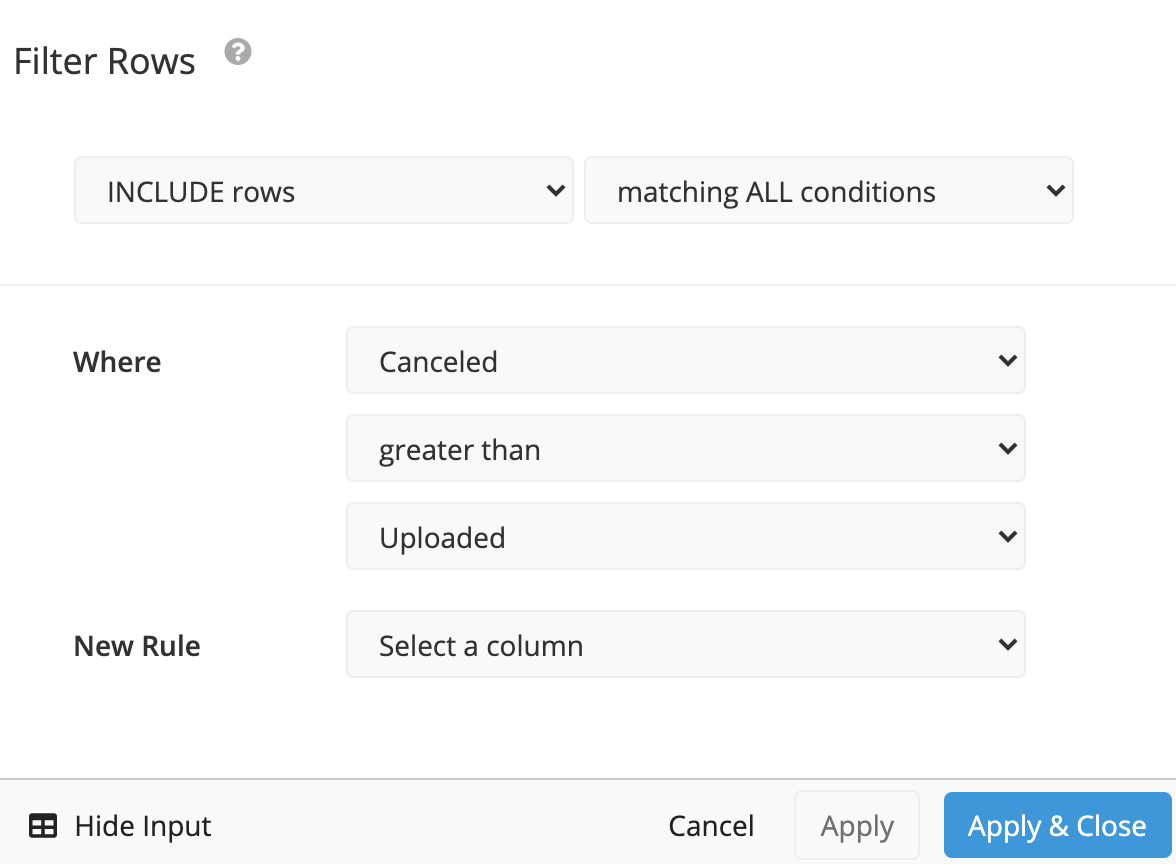 Filter Rows in the Pipeline