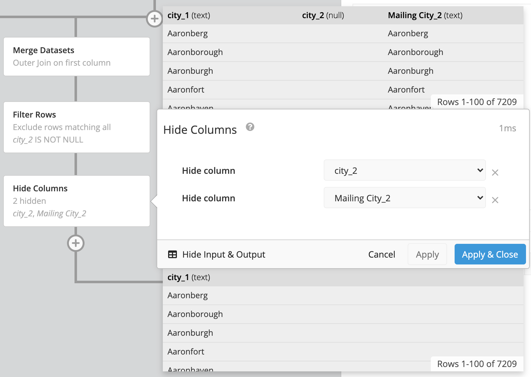 Hide columns in the Pipeline