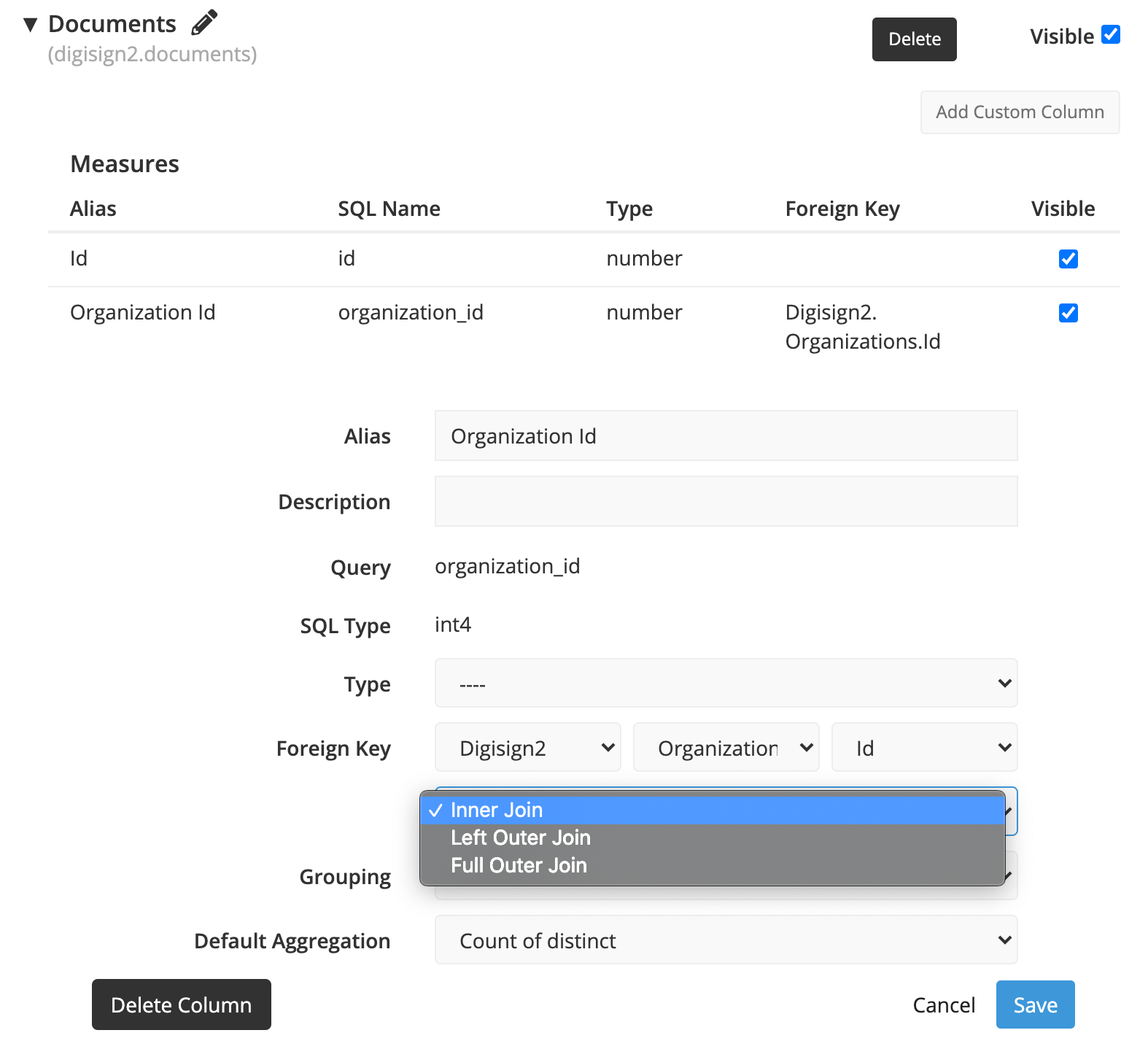 Select the merge type