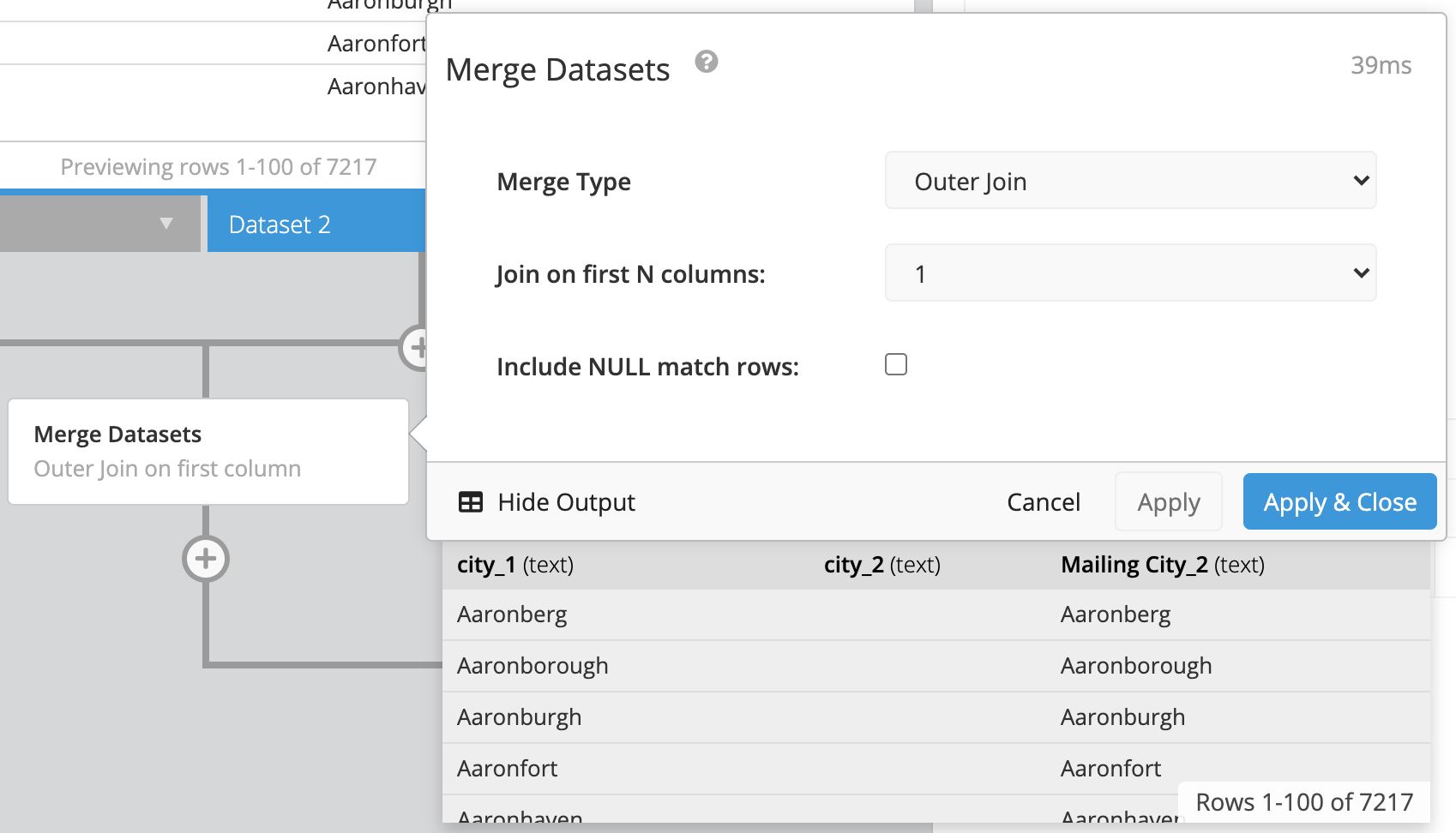 Select Outer Join as the Merge type