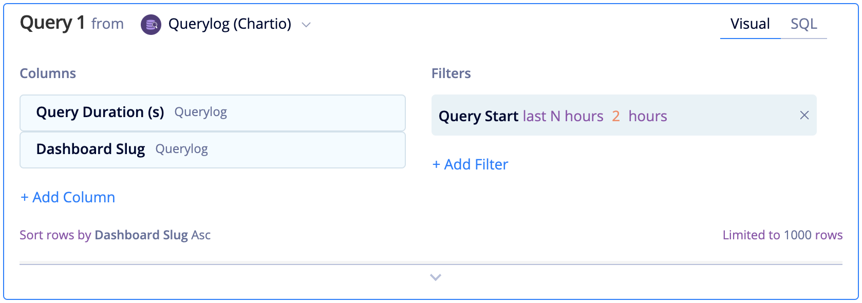 Querying the Query Log in Visual SQL