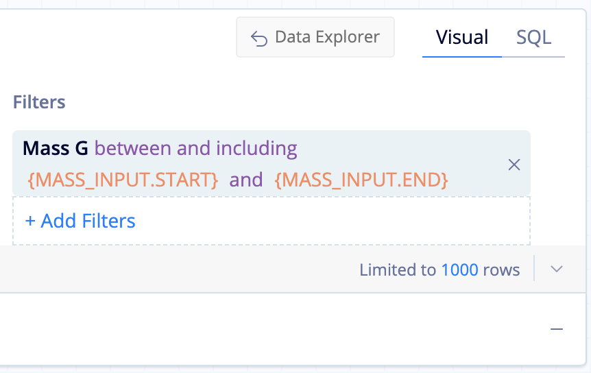 Add Range Input as a Filter to your chart - Visual SQL