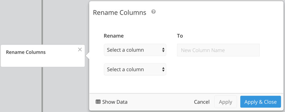 Rename columns in the pipeline