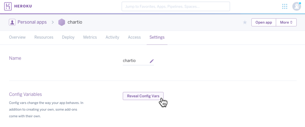 Click Reveal Config Vars