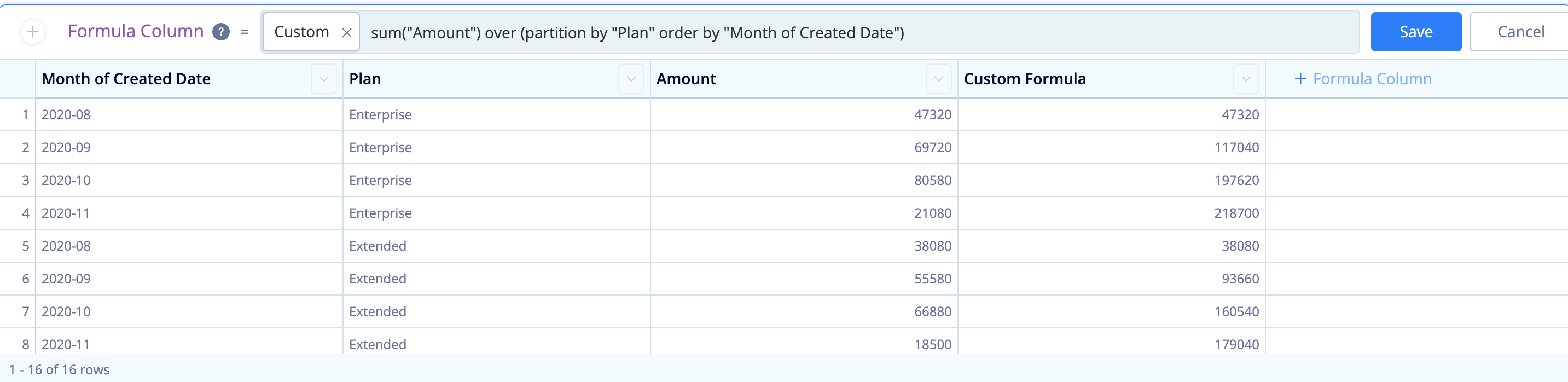 Running Total by Plan type