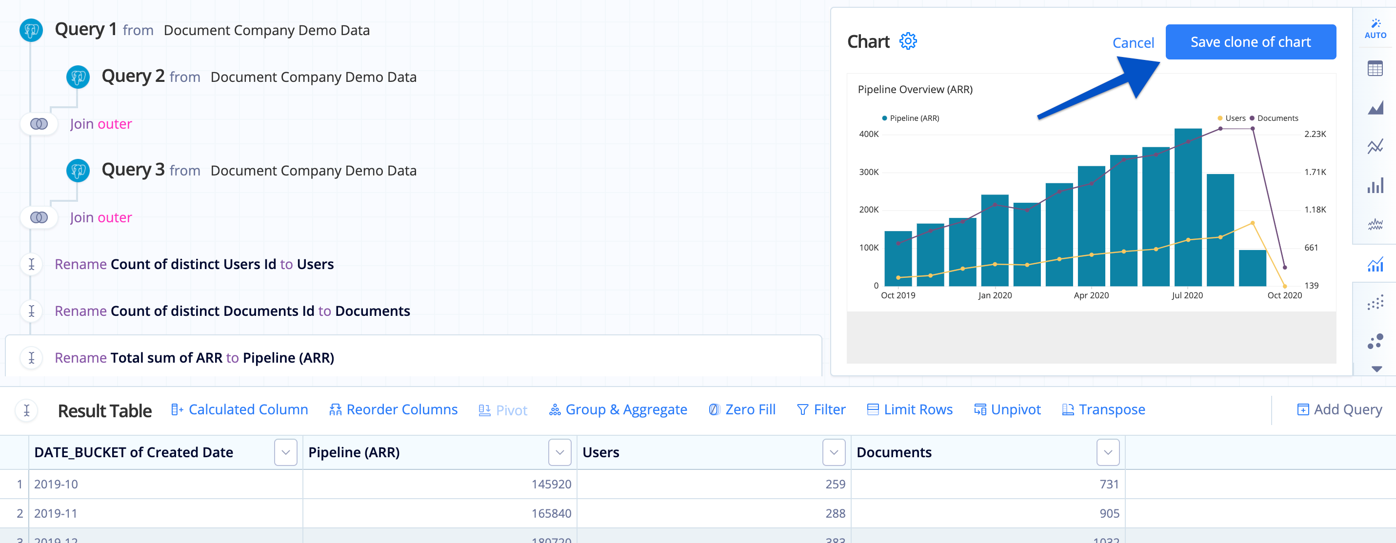 Save clone of chart