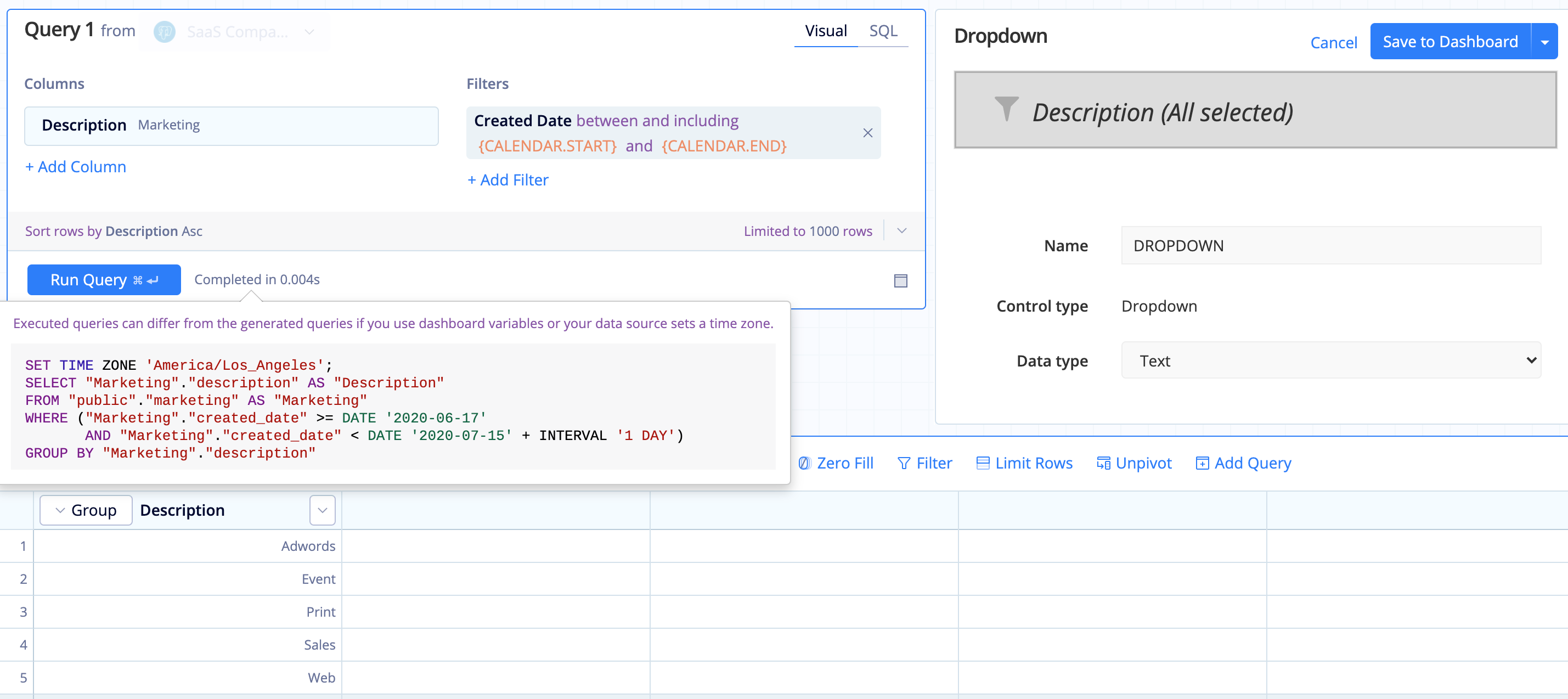 Show All filter in Visual SQL