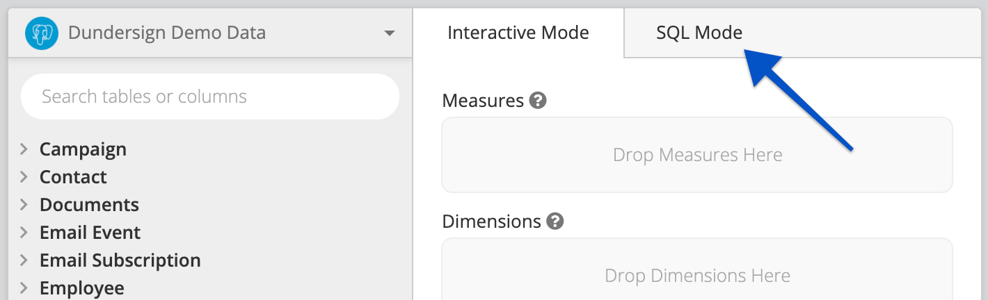 Switch to SQL Mode in Data Explorer